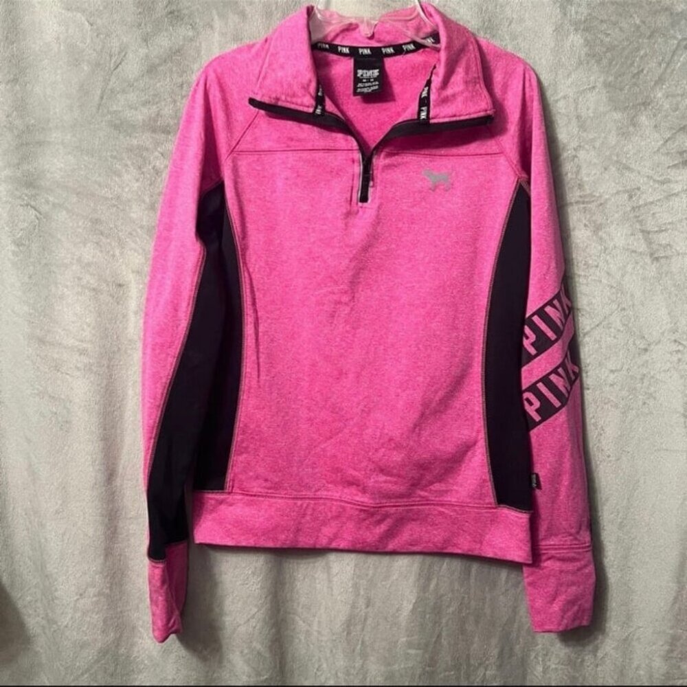 VS PINK Ultimate Half Zip Athletic Pullover XS Reflective Thumbholes Collar VS